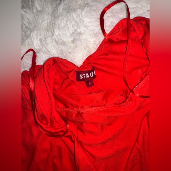 NWOT Staud Julius halter thigh slit red rose Maxi Dress sz S - Picture 5 of 8